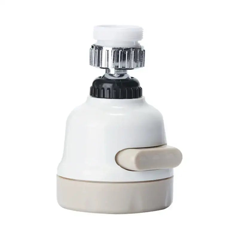Adjustable white and beige kitchen faucet aerator spray nozzle with chrome-finished knob for modes faucet aerator use