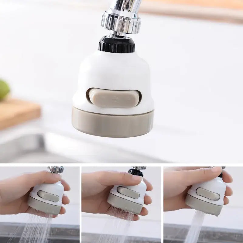 Adjustable white and gray kitchen spray head with chrome finish and three modes faucet aerator for versatile use