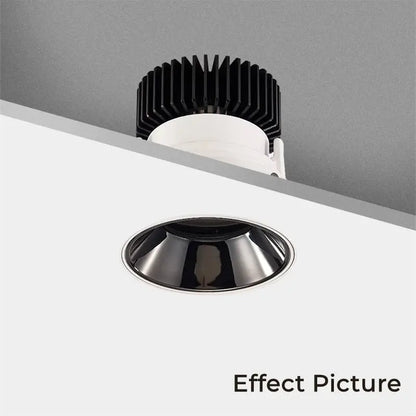 Adjustable white recessed led ceiling downlight with black and white heat sink design for living room lighting