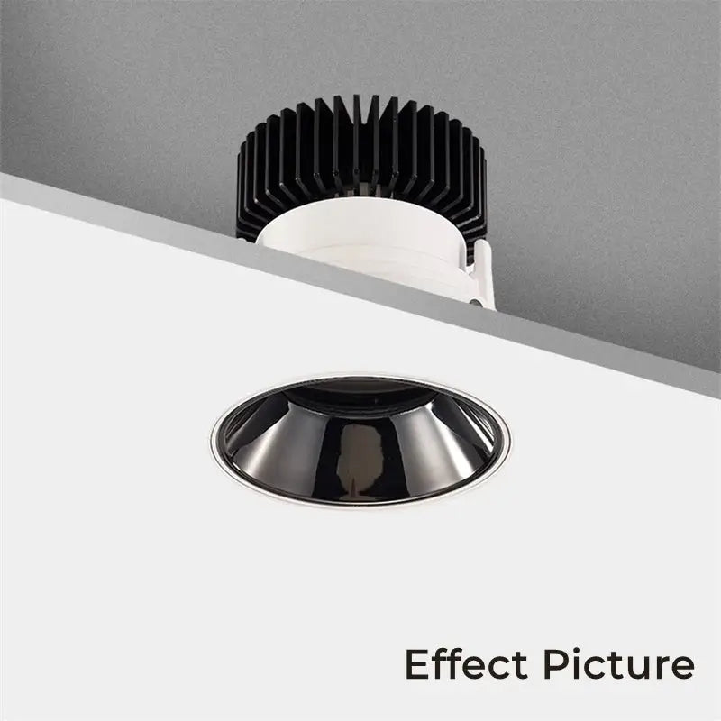 Adjustable white recessed led ceiling downlight with black and white heat sink design for living room lighting