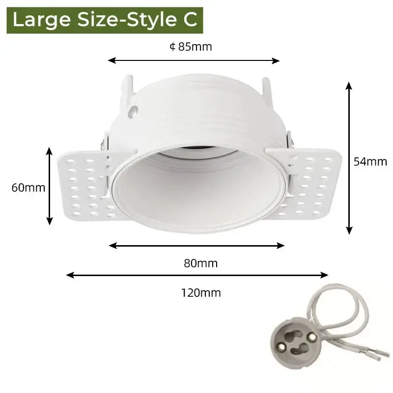 Adjustable white recessed led ceiling downlight with circular design and perforated mounting flanges for living room