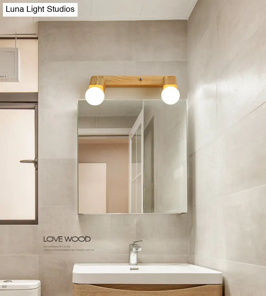 Espejo de tocador de madera ajustable con luz: Aplique moderno para tocador de baño