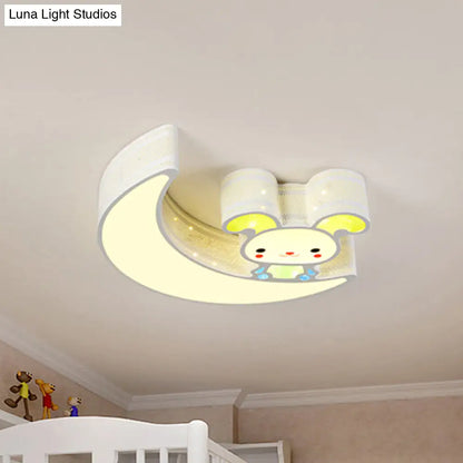 DecorBites™ DecorBites™ Adorable Acrylic Moon & Bunny LED Ceiling Lamp for Gamer Room