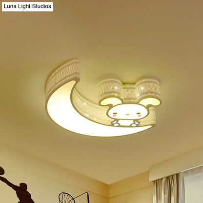 DecorBites™ DecorBites™ Adorable Acrylic Moon & Bunny LED Ceiling Lamp for Gamer Room