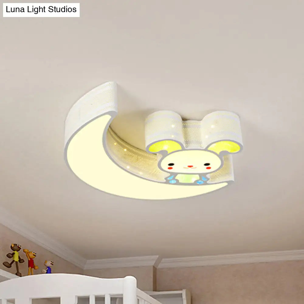 DecorBites™ DecorBites™ Adorable Acrylic Moon & Bunny LED Ceiling Lamp for Gamer Room