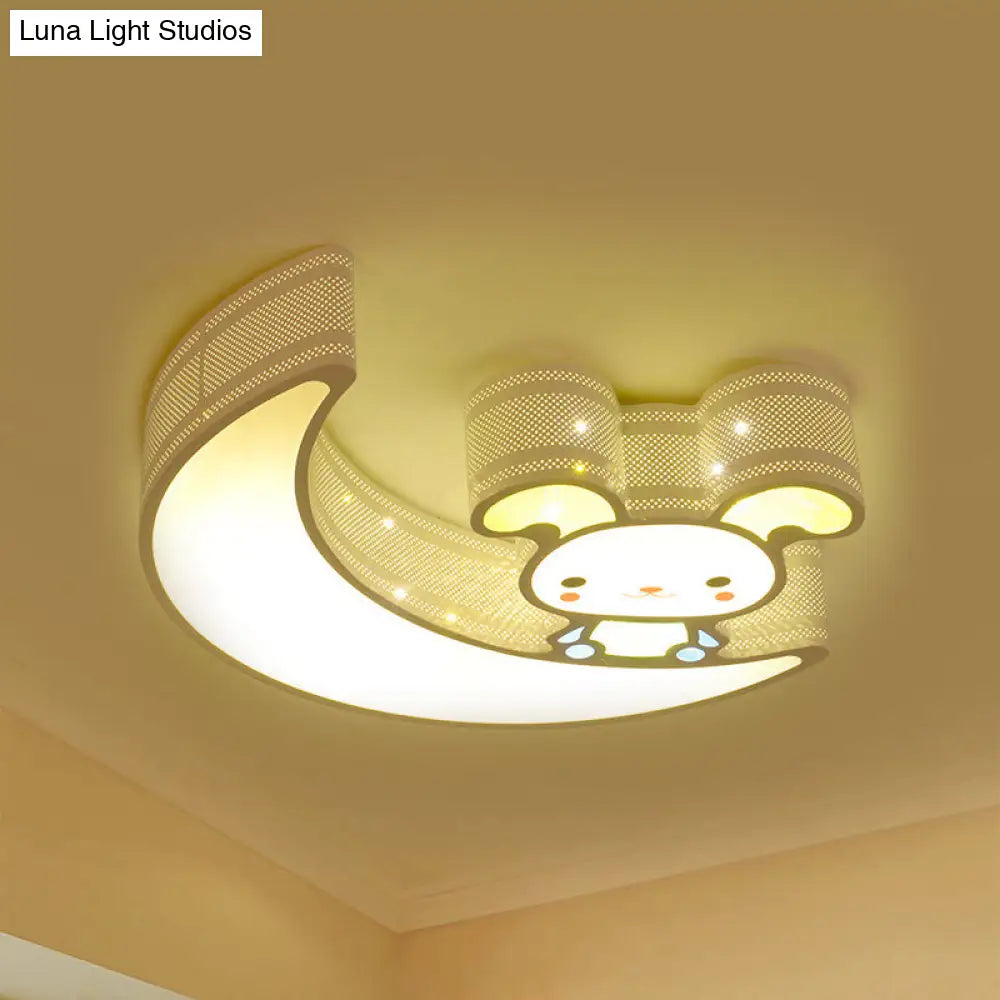 DecorBites™ DecorBites™ Adorable Acrylic Moon & Bunny LED Ceiling Lamp for Gamer Room