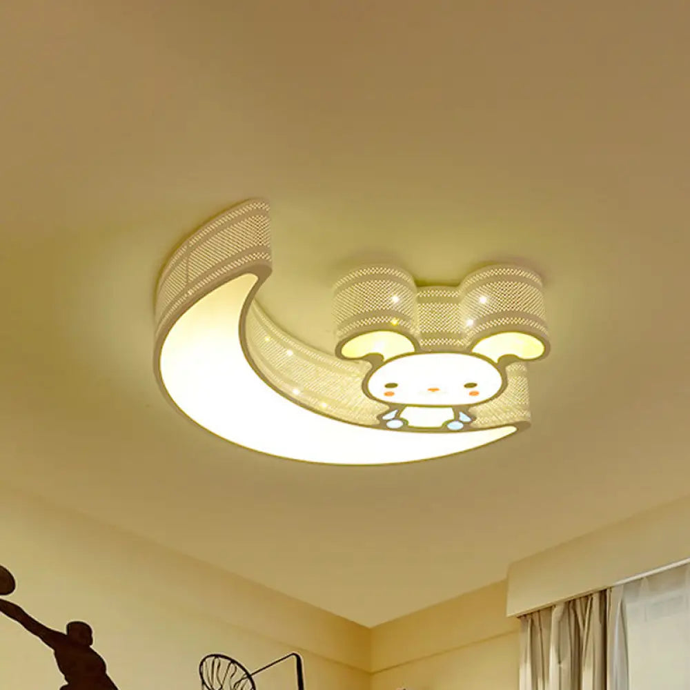 DecorBites™ DecorBites™ Adorable Acrylic Moon & Bunny LED Ceiling Lamp for Gamer Room