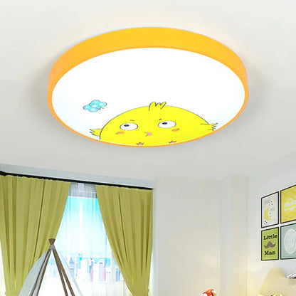 DecorBites™ DecorBites™ Adorable Chick Acrylic Yellow Flush Light for Kindergarten Corridor - Lovely Drum Flush Ceiling Light