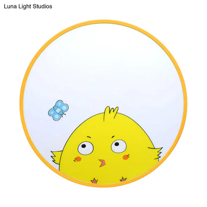 DecorBites™ DecorBites™ Adorable Chick Acrylic Yellow Flush Light for Kindergarten Corridor - Lovely Drum Flush Ceiling Light