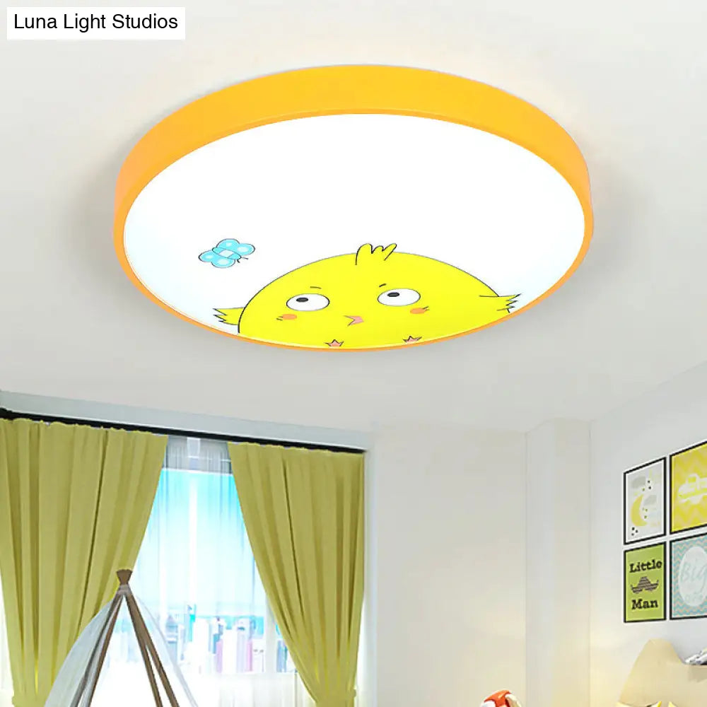 DecorBites™ DecorBites™ Adorable Chick Acrylic Yellow Flush Light for Kindergarten Corridor - Lovely Drum Flush Ceiling Light