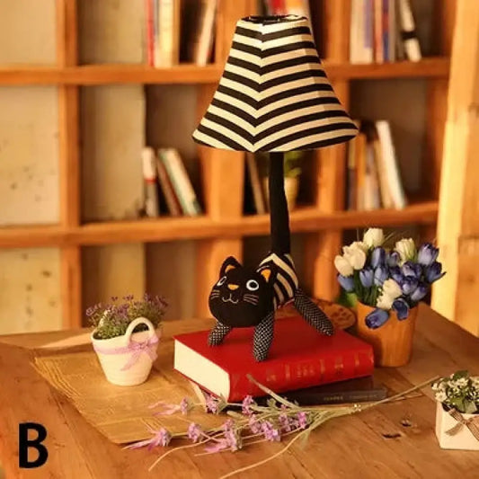 Adorable lámpara de escritorio con forma de animal de tela para habitaciones infantiles - Lámpara de mesa individual con pantalla cónica