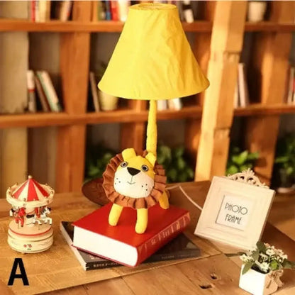 Adorable lámpara de escritorio con forma de animal de tela para habitaciones infantiles - Lámpara de mesa individual con pantalla cónica