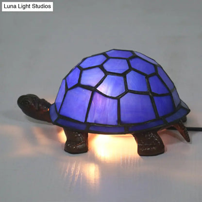 Adorable lámpara de mesa con forma de tortuga: luz nocturna barroca de vitral para la habitación de los niños