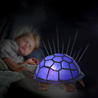 Adorable lámpara de mesa con forma de tortuga: luz nocturna barroca de vitral para la habitación de los niños