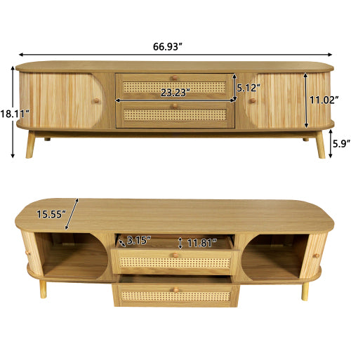 Natural Rattan TV Stand