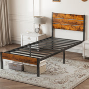 Black Metal Platform Bed Queen Under-Bed Storage