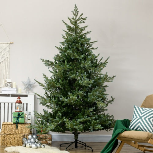 HOMCOM 2,29 m künstlicher Weihnachtsbaum mit 1288 Ästen, automatisches Öffnen, Stahlfuß, breite Form, leicht zu formende Äste