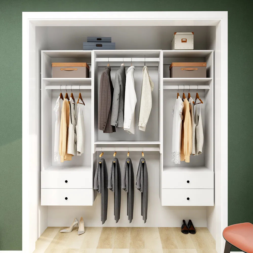 Livelylodge Modular Wardrobe Closet - Freestanding White Closet With Spacious Storage Shelves And Hanging Rods 70.86"W X 16.04"D X 70.86"H