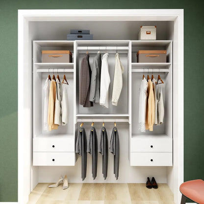 Livelylodge Modular Wardrobe Closet - Freestanding White Closet With Spacious Storage Shelves And Hanging Rods 70.86"W X 16.04"D X 70.86"H