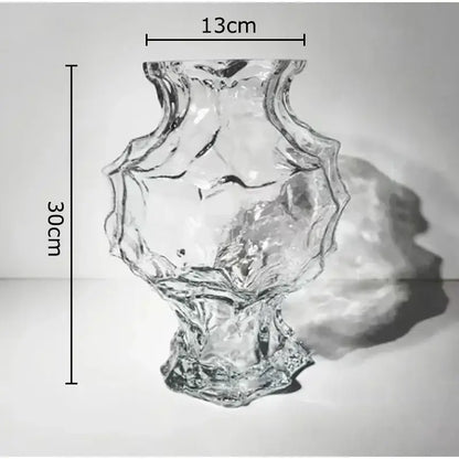 Aesthetic amber irregular glass vase with intricate texture and fluted shape from decorbites irregular glass collection