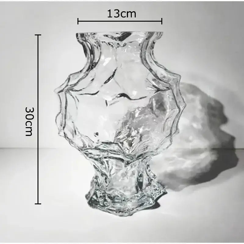 Aesthetic amber irregular glass vase with intricate texture and fluted shape from decorbites irregular glass collection