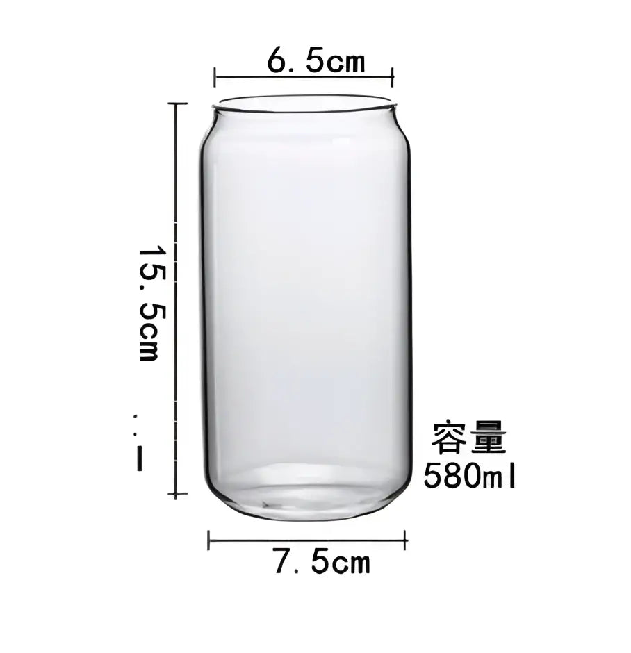Clear glass aesthetic drinking glass with 580ml capacity lid and straw from drinking glasses set for kitchen use