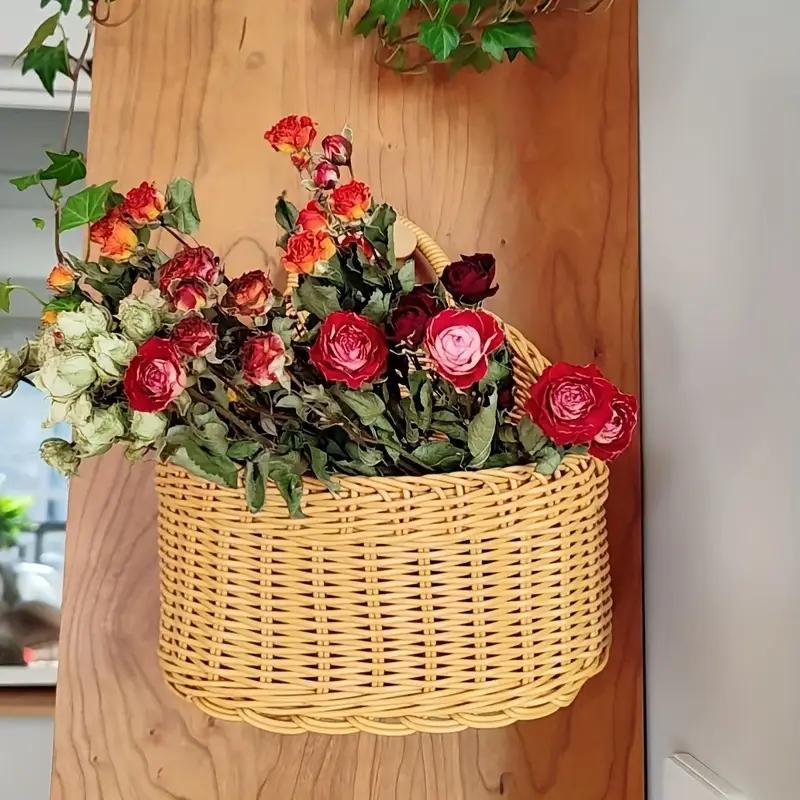 Three-piece Set Of Imitation Rattan Wall-mounted Storage Baskets And Plastic Woven Hanging Baskets
