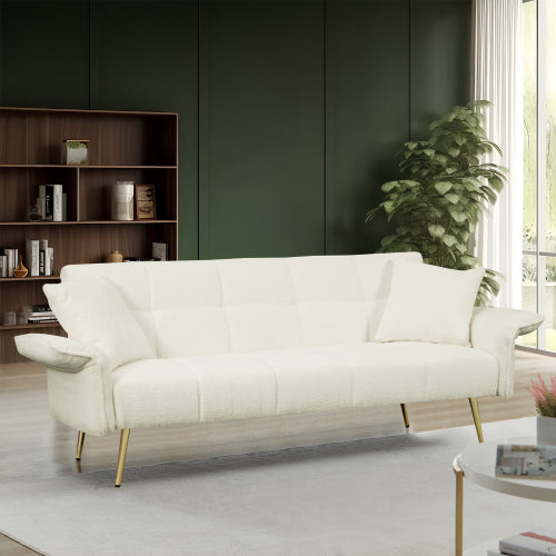 70.1 Pulgadas Futón Sofá Cama, Sofá Cama Doble Convertible con Reposabrazos Plegables para Salas de Estar y Espacios Pequeños