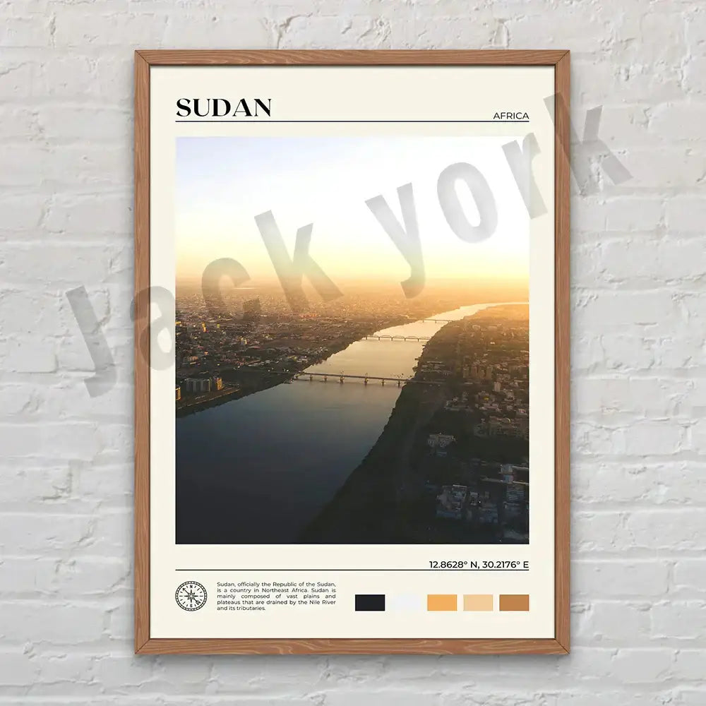 Sudan-themed nile river sunset canvas print in light wood frame from decorbites canvas printings six-piece set for living room decor