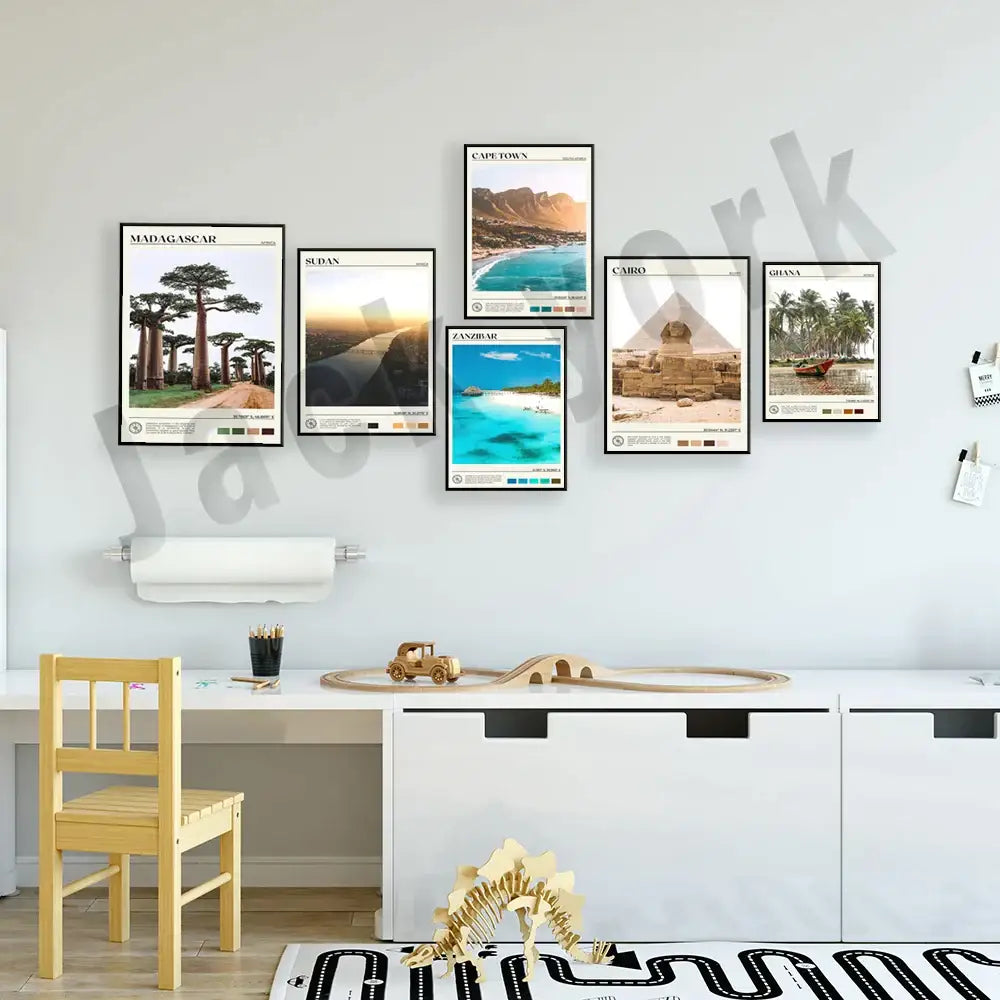 Set of six framed africa landscape canvas printings featuring iconic destinations by decorbites canvas printings for living room decor