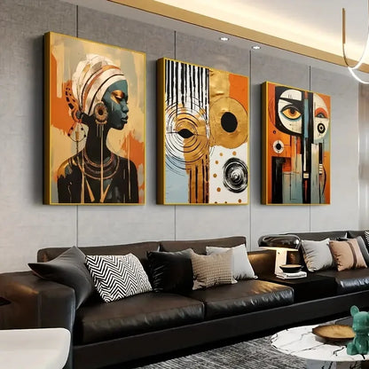 ’African Abstract Wall Art Set - 3 Pieces’