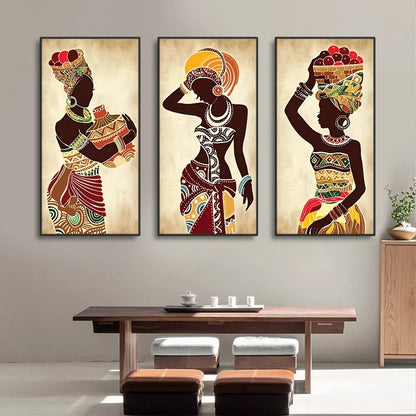 African Woman Canvas Wall Art Set