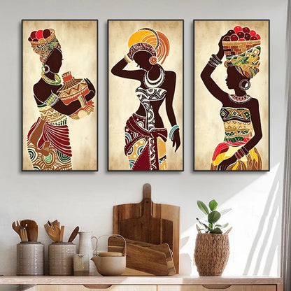 African Woman Canvas Wall Art Set