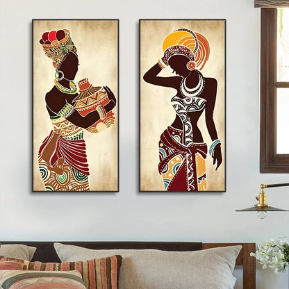 African Woman Canvas Wall Art Set