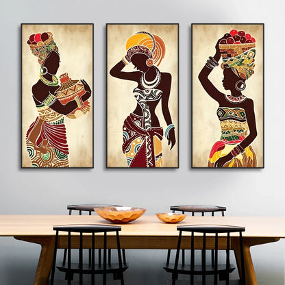 African Woman Canvas Wall Art Set
