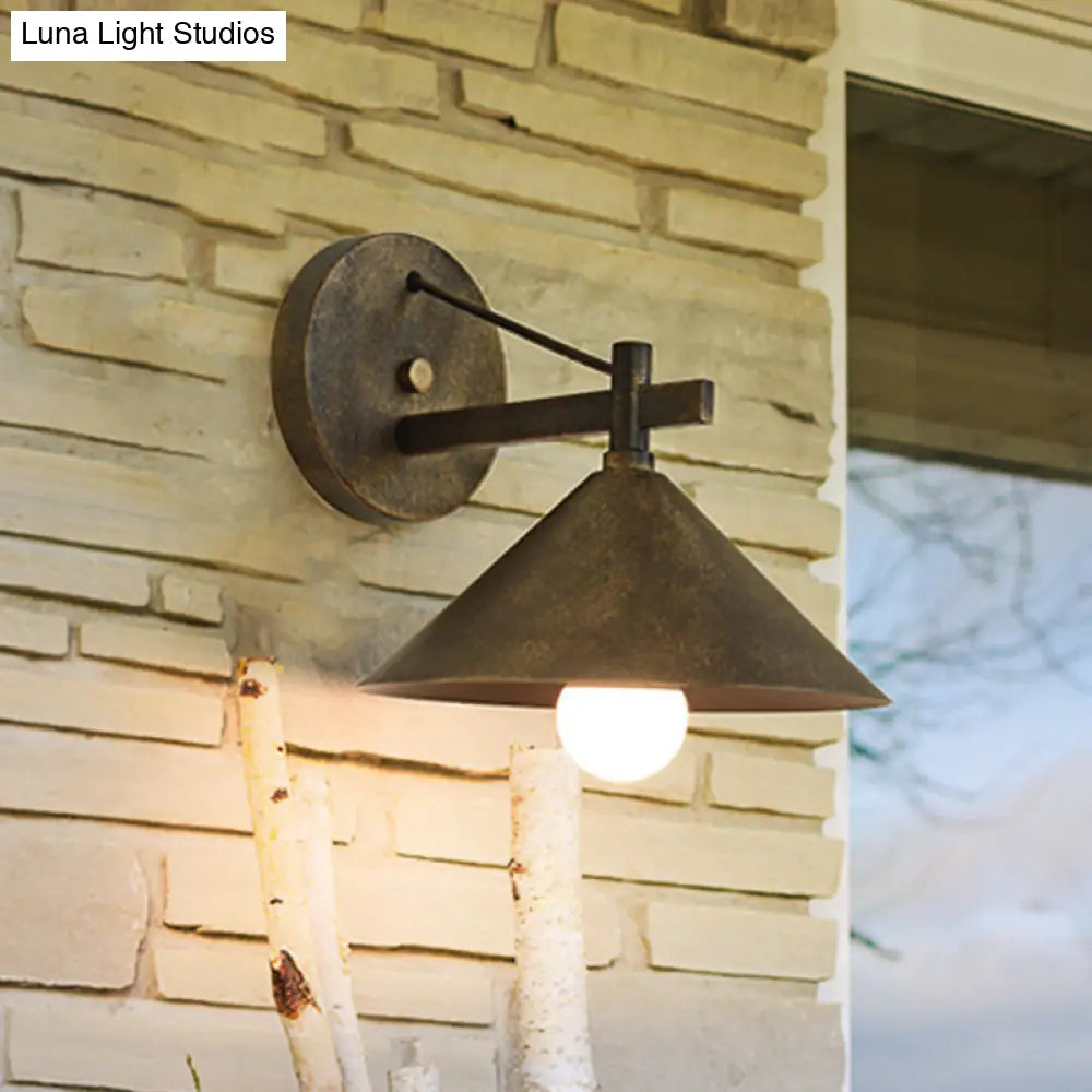 Aplique de pared de metal plateado/bronce envejecido - Elegante luz industrial - Perfecto para el comedor
