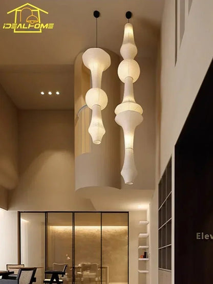 Akari-Style White Paper Wabi-Sabi Pendant Light - Decorbites