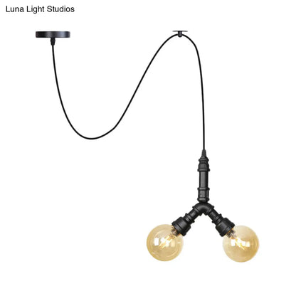 Alamak - Lámpara de araña colgante moderna de cristal ámbar con diseño de guirnalda