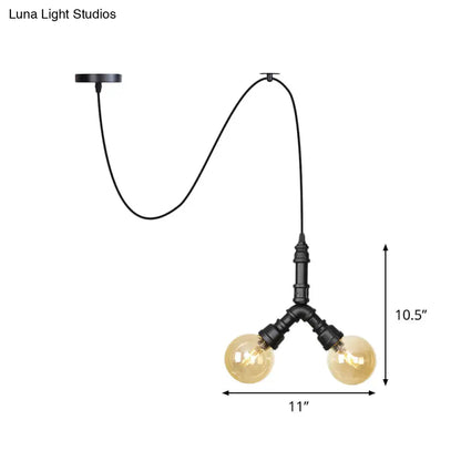 Alamak - Lámpara de araña colgante moderna de cristal ámbar con diseño de guirnalda