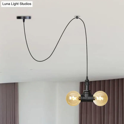 Alamak - Lámpara de araña colgante moderna de cristal ámbar con diseño de guirnalda