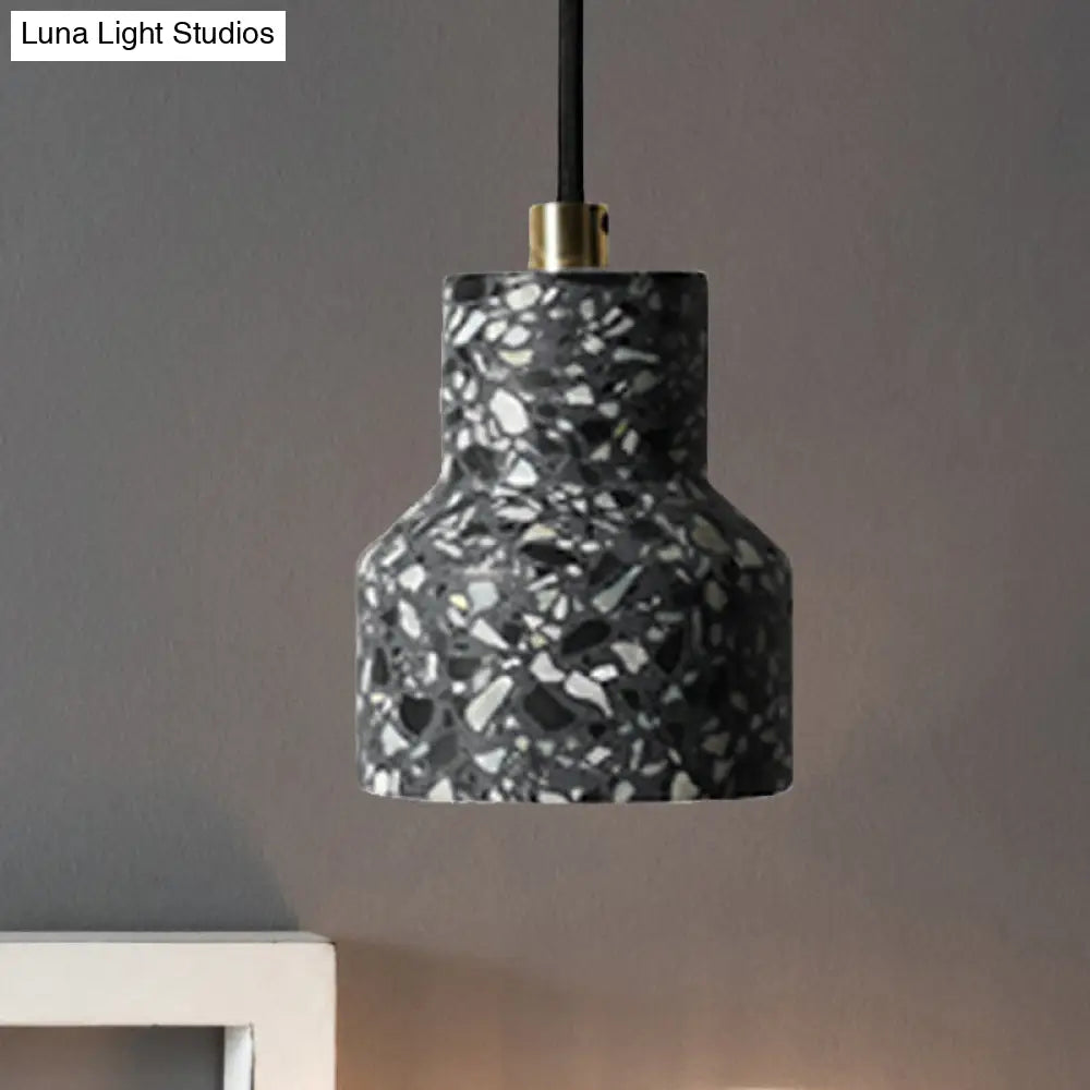 Alathfar - Cement Cement Bell Pendant Ceiling Light Simplicity 1 Light Black/White/Pink Hanging Ceiling Light