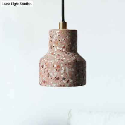 Alathfar - Cement Cement Bell Pendant Ceiling Light Simplicity 1 Light Black/White/Pink Hanging Ceiling Light