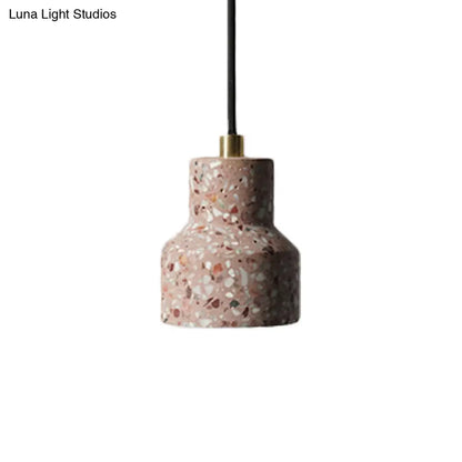 Alathfar - Cement Cement Bell Pendant Ceiling Light Simplicity 1 Light Black/White/Pink Hanging Ceiling Light