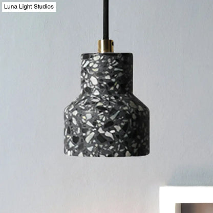 Alathfar - Cement Cement Bell Pendant Ceiling Light Simplicity 1 Light Black/White/Pink Hanging Ceiling Light