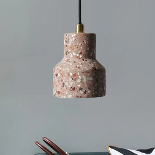 Alathfar - Cement Cement Bell Pendant Ceiling Light Simplicity 1 Light Black/White/Pink Hanging Ceiling Light