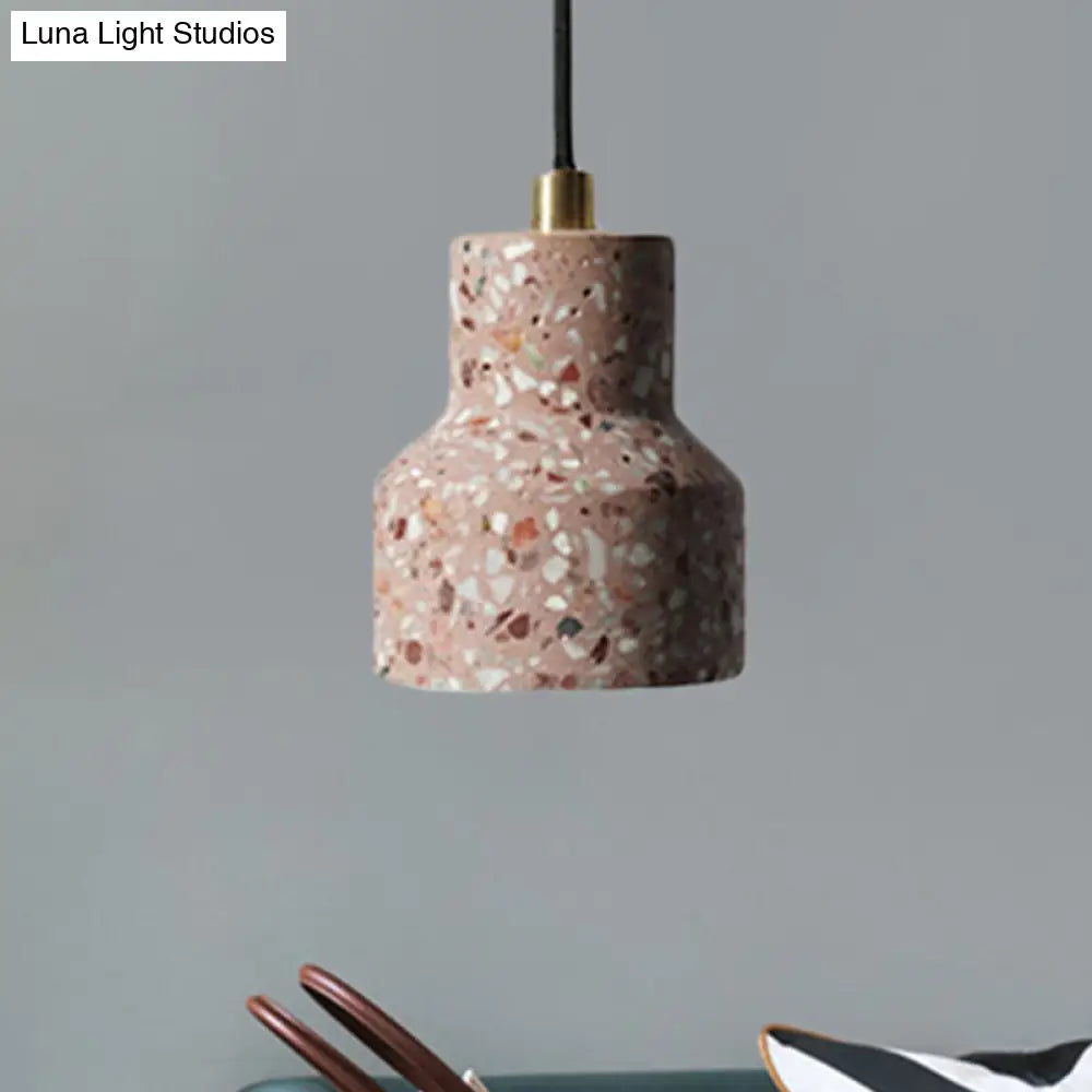 Alathfar - Cement Cement Bell Pendant Ceiling Light Simplicity 1 Light Black/White/Pink Hanging Ceiling Light