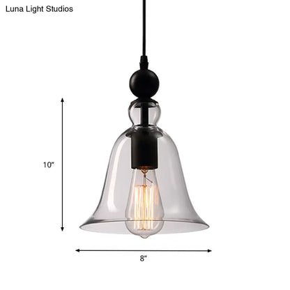 Aldhibah - Black Rustic Bell Glass Pendant Lamp