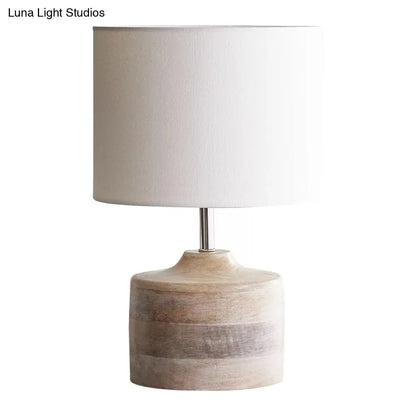 Lámpara de mesilla de noche Aldhibah - Pantalla cilíndrica blanca retro, estilo retro, de tela, 1 bombilla, para leer o leer.