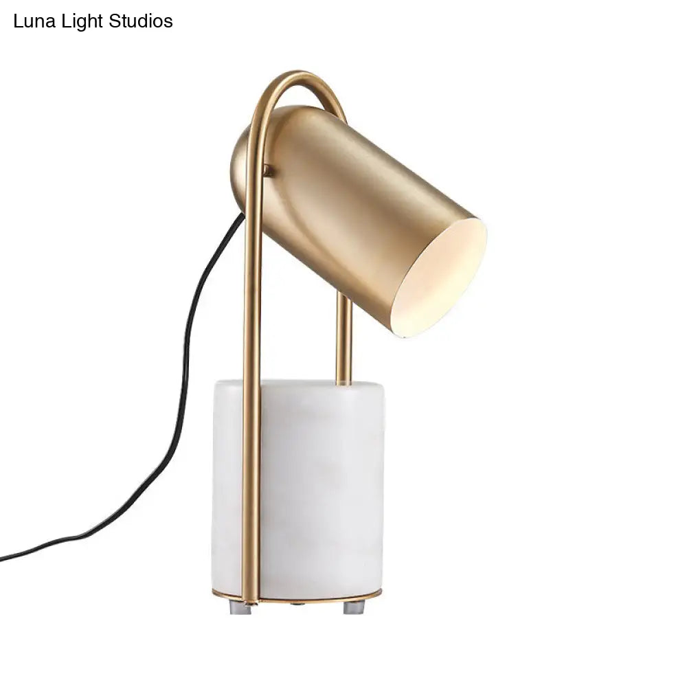 Aldib - Lámpara de mesa tipo campana de latón, diseño de 1 luz, con pedestal de mármol blanco