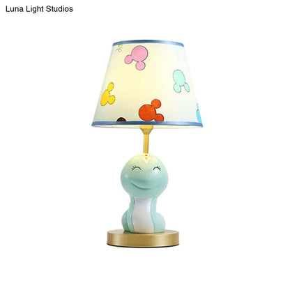 Alessia - Lámpara de noche de resina con forma de serpiente - Luz de mesa azul para la mesilla de noche infantil